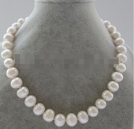 

hot sell- N968 Beautiful 12-15mm natural white round freshwater pearl necklace -Top quality free shipping