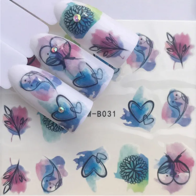 Modelones, 3 листа, наклейки для ногтей, цветы, бабочки, наклейки s для дизайна ногтей, переводные наклейки с водой, наклейки для маникюра - Цвет: YZW-B031