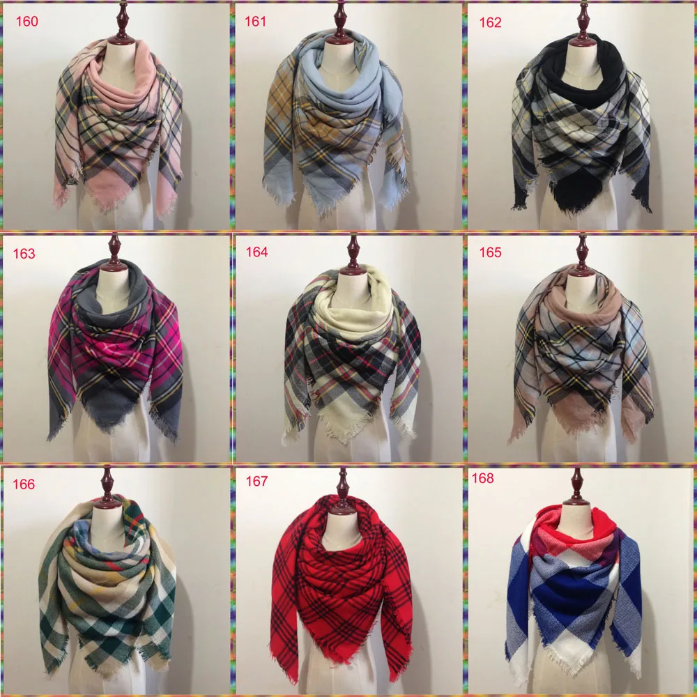 Горячая Распродажа модный дизайн треугольный шарф в клетку модная теплая зимняя шаль для женщин брендовые шарфы пашмины шаль