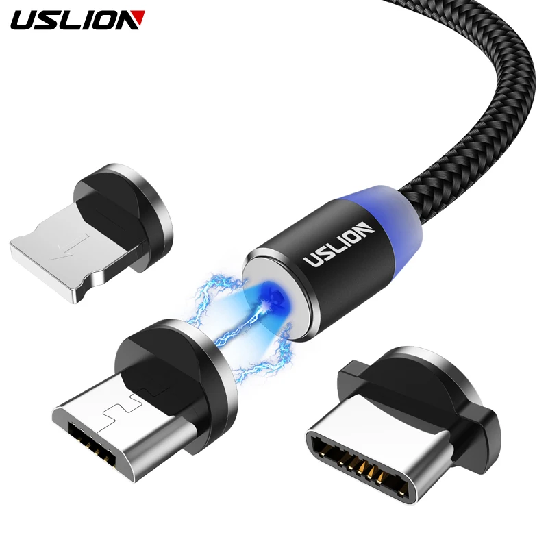 Магнитный кабель USLION Micro usb Type C адаптер для быстрой зарядки магнитное зарядное