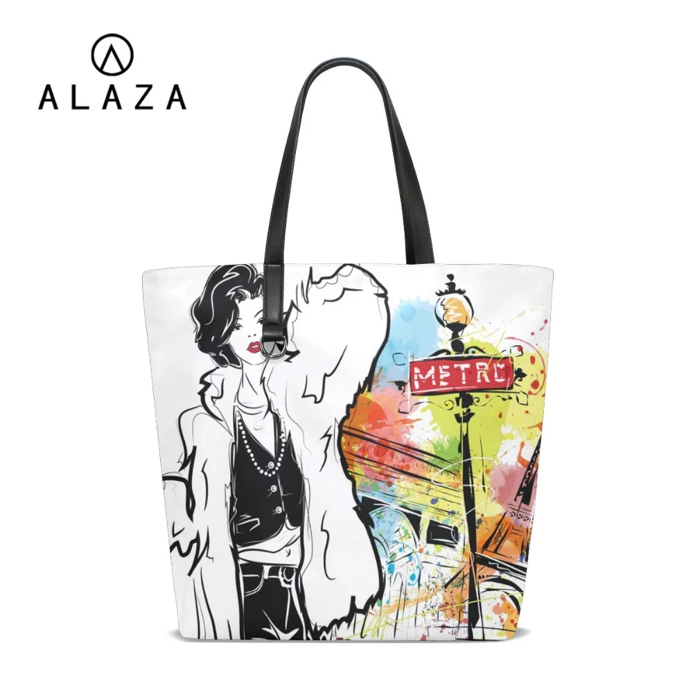 

ALAZA Fashion Paris Lady Large Capacity Shoulder Bags Simple Design Handbags Big Women Double-sided Use Totes Shopping Bag