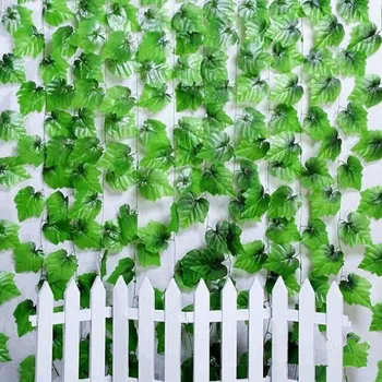 

Beautiful Green Artificial Grape Leaf Leaves Vine Rattan String Wedding Party Decoration