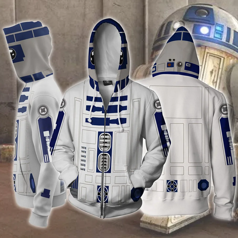 

Star Wars R2-D2 robot Cosplay Costume 3D Print Men's Sweatshirt Hooded Uniform Streetwear Women Mens Hoodies Zipper Hoddies 5XL