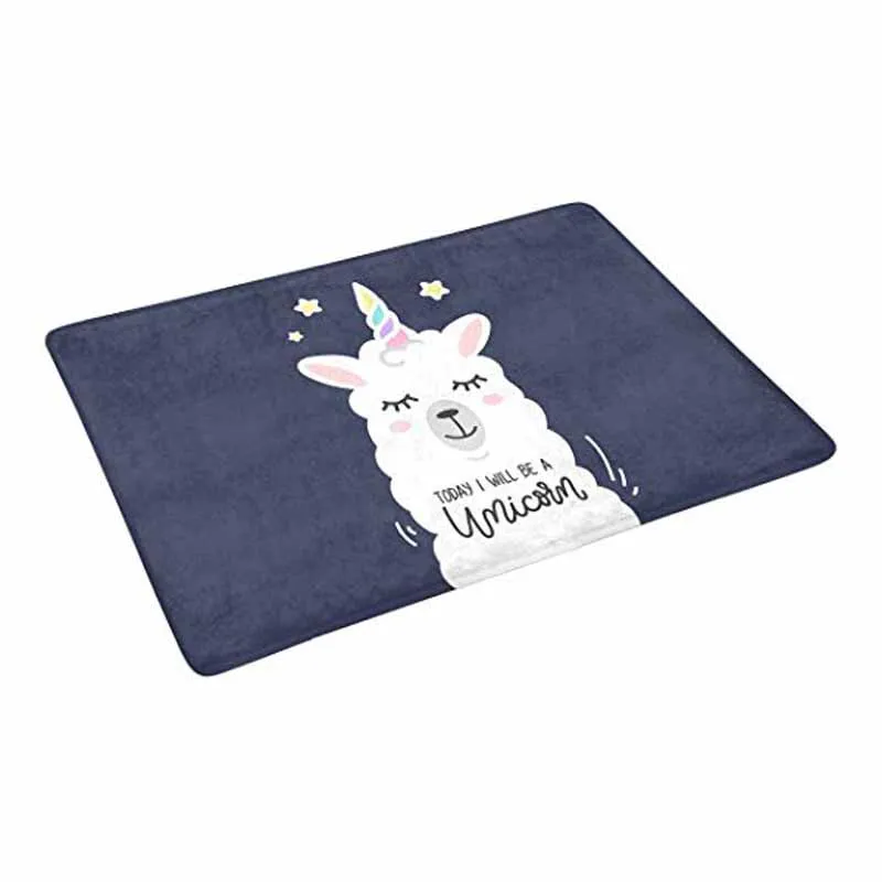 

Llama in Unicorn Horn with Funny Quotes I Will Be a Unicorn Doormat Non-Slip Indoor and Outdoor Door Mat Rug Home Decor, Entranc