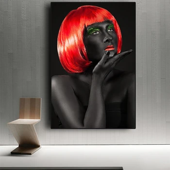 

Black Red Nude African Woman Posters and Print Nordic Canvas Painting Nordic Style Scandinavian Wall Art Picture for Living Room