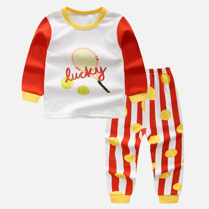 Теплые пижамные комплекты для детей от 3 до 8 лет хлопковый костюм для сна для мальчиков теплые пижамы для девочек топы с длинными рукавами+ штаны, одежда для детей, DS29 - Цвет: K