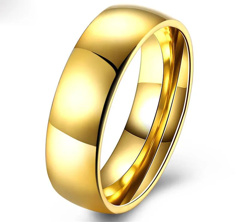 NFS Classic Stainless Steel Ring Gold-color Wedding Rings Smooth Lovers Wedding Alliance Bridal Jewellery Sets Couples Ring