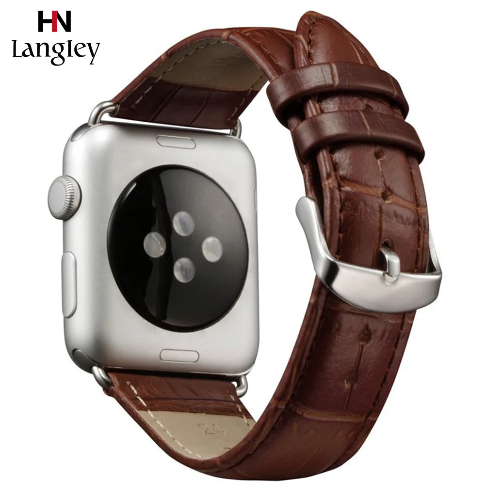 Браслеты с крокодиловым узором для Apple Watch 5 4 3 2 1 40 мм 44 38 42 ремешки из натуральной