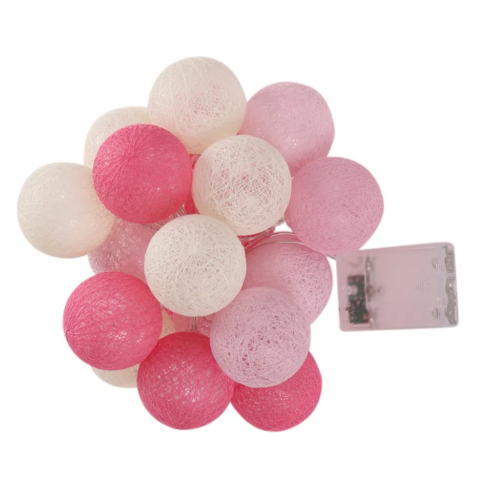 

20 LEDs Cotton Ball Colorful String Light Holiday Light Pink Girl 2.2cm Dia 6cm Series Fairy Garland Christmas Wedding Decor