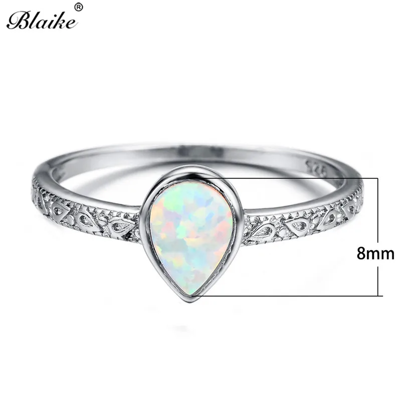 Blaike 925 серебряные ювелирные изделия белый/синий/фиолетовый опал кольца для