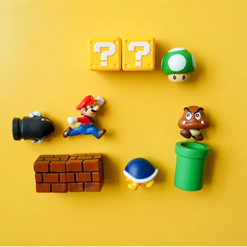 10 шт. магнитные украшения mario, настенные фигурки Marios, пули, кирпичи, персонаж, комбинированный Магнит "сделай сам", холодильник 3d, Супер Марио, холодильник