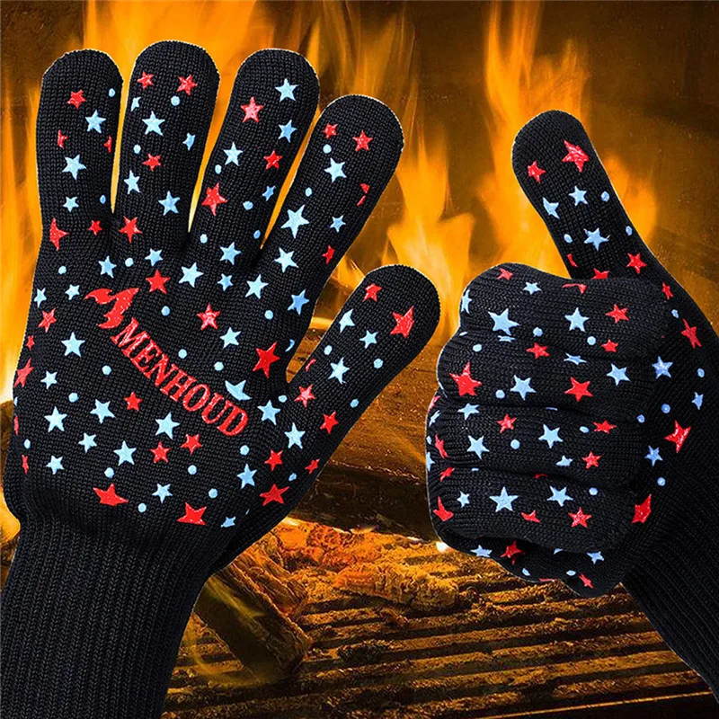 1 шт. высокотемпературные противопожарные перчатки для барбекю, противообжигающие огнеупорные перчатки для микроволновой печи, перчатки для барбекю