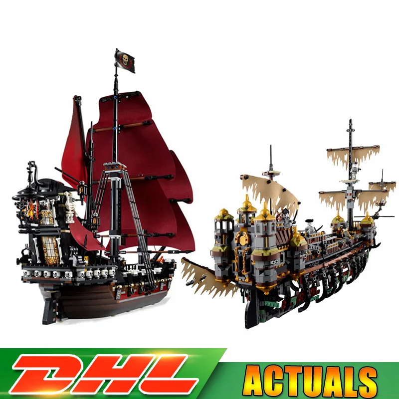 

Compatible 71042 LEPIN 16042 2344PCS Pirate of The CaribbeanThe Slient Mary Set+16009 Queen Anne's Reveage Ship Bricks Blocks
