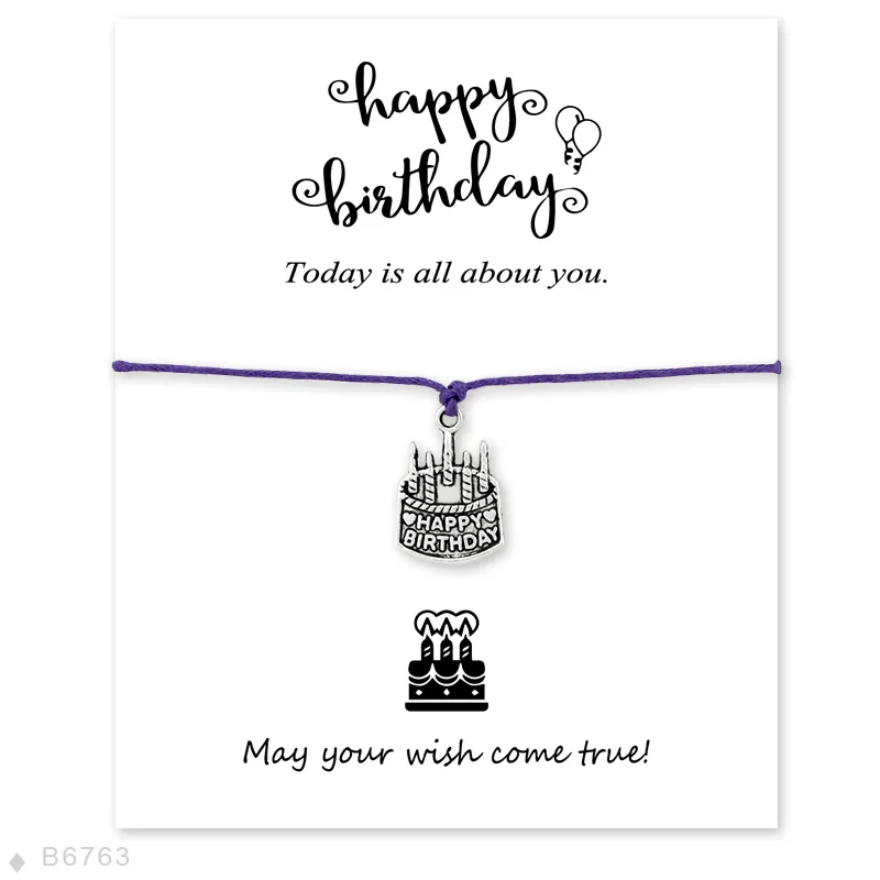 Personnalise Joyeux Anniversaire Gateaux Breloques Bracelets Pour Femme Reglable Amitie Cadeaux Bracelets Declaration Bijoux Avec Carte Aliexpress