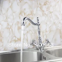 Оптовые скидки 2 ручки Кухня Поворотный хромированная раковина кран сосуд туалетный столик кран-смеситель кран S-131 смеситель кран