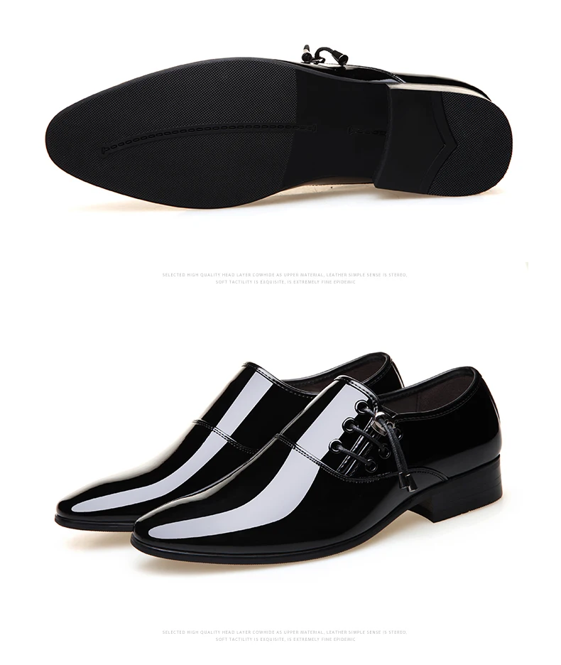 Misalwa/ г.; модельные туфли из лакированной кожи для мужчин; элегантные свадебные туфли для взрослых с металлическим острым носком; Zapatos; повседневные оксфорды без шнуровки; черные туфли