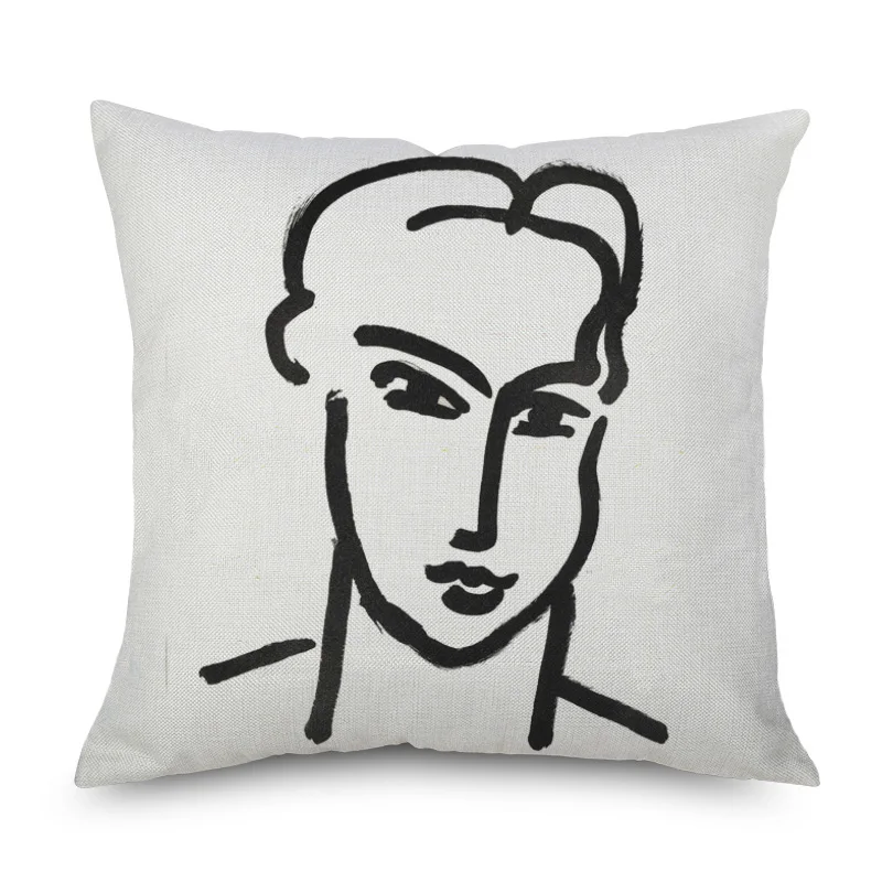 Henri Matisse художественная живопись Подушка с портретном покрывало простой чертеж линии Декоративные Бежевый Льняной чехол для подушки дивана Deocr