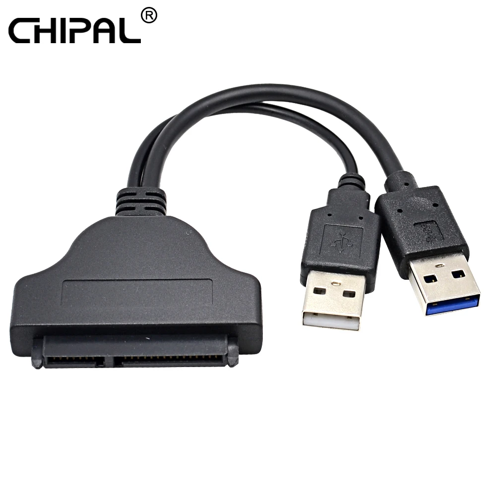 CHIPAL USB 3.0 to 7 + 15 22Pin SATA Cable Adapter External 2.0 Power Supply for 2.5 Inch SSD HDD Hard Disk Drive |