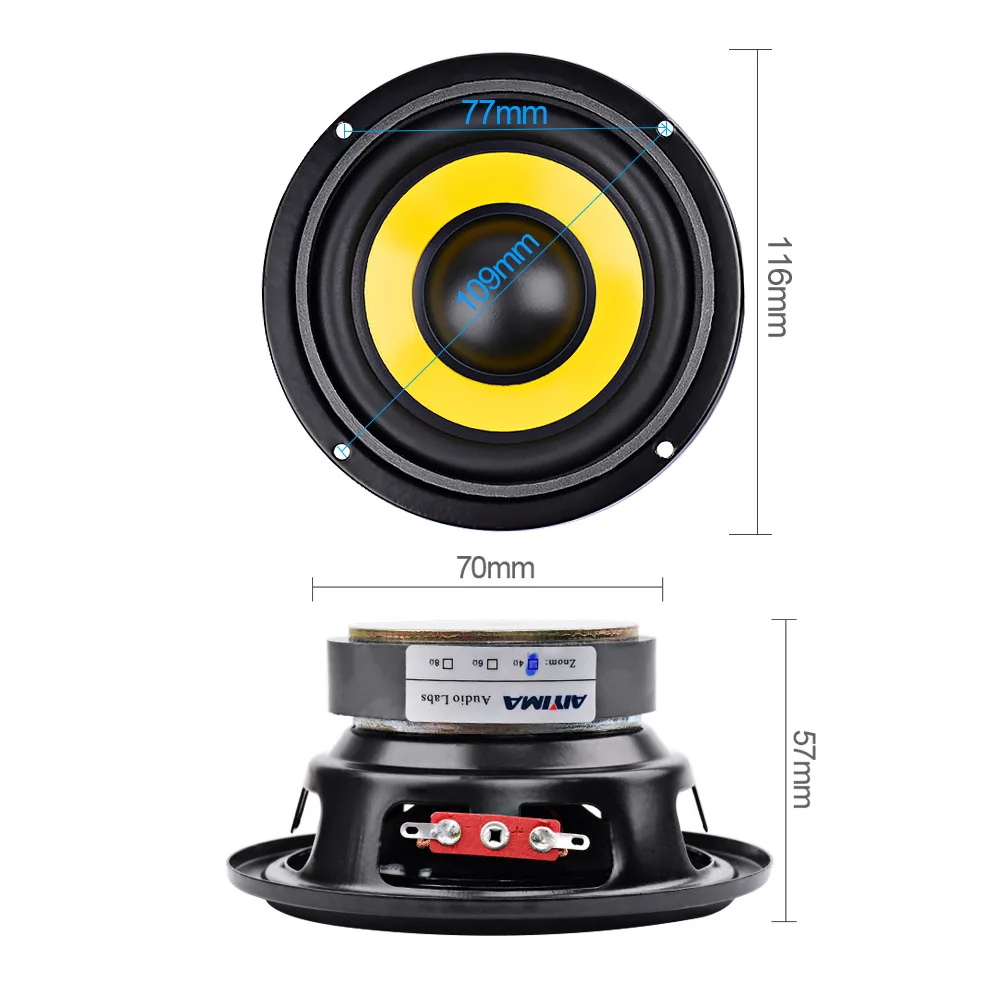 AIYIMA 2Pcs 4 inch Woofer Audio Speaker Portable Mini Stereo Speakers SubWoofer Full Range Car Horn Loudspeaker 4 Ohm /8Ohm 20W computer speakers portable speakers audio speakers