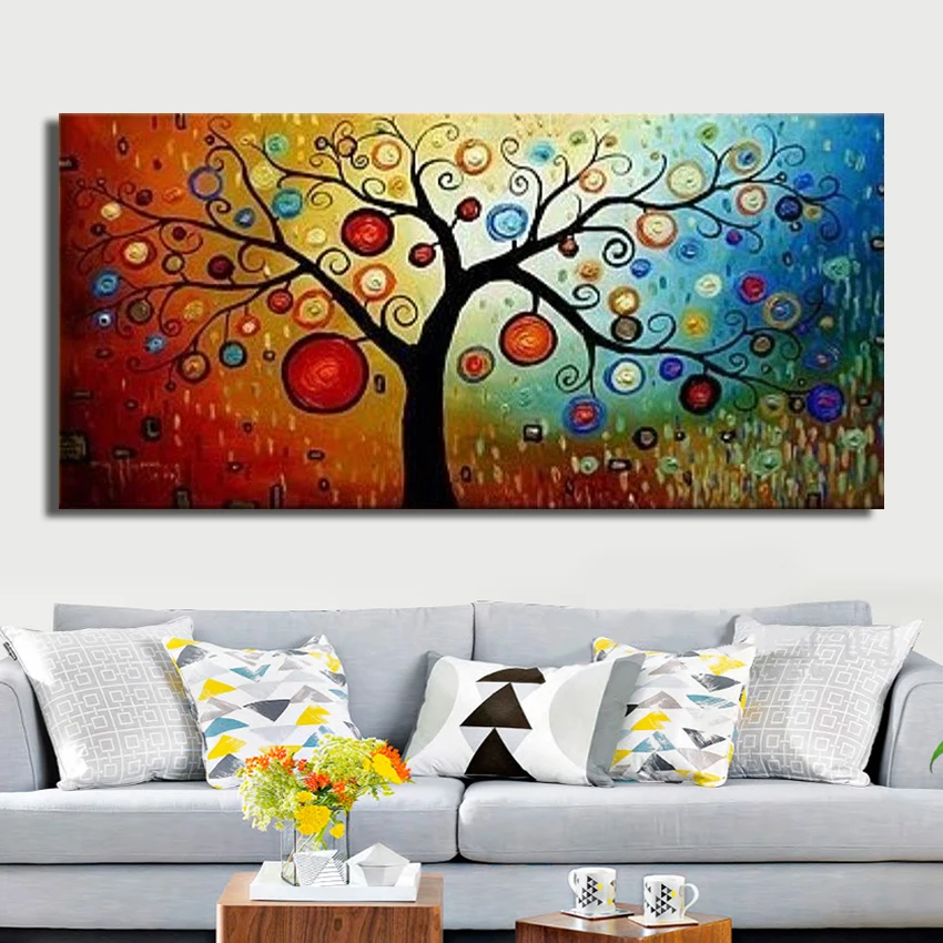 Hand painted modern abstract money tree canvas wall art