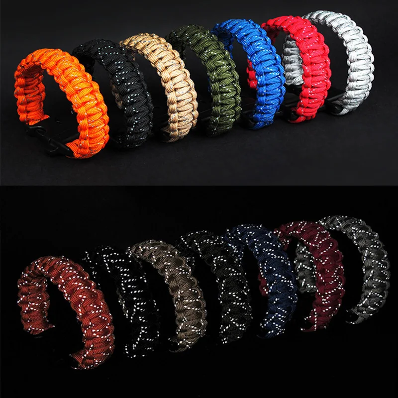 

Reflective Lifeline 9 core rope Self-defense Outdoor Emergency Bracelet with a Survival whistle Night Rescue First aid tools