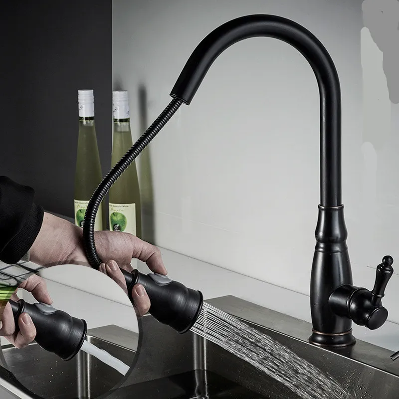 Kitchen Sink Faucets Total Brass Pull Out/Down Kitchen Sink Mixer Taps Deck Mounted Hot and Cold Kitchen Black Nickel ORB Faucet Kitchen Sink Faucets Total Brass Pull Out/Down Kitchen Sink Mixer Taps Deck Mounted Hot and Cold Kitchen Black Nickel ORB Faucet