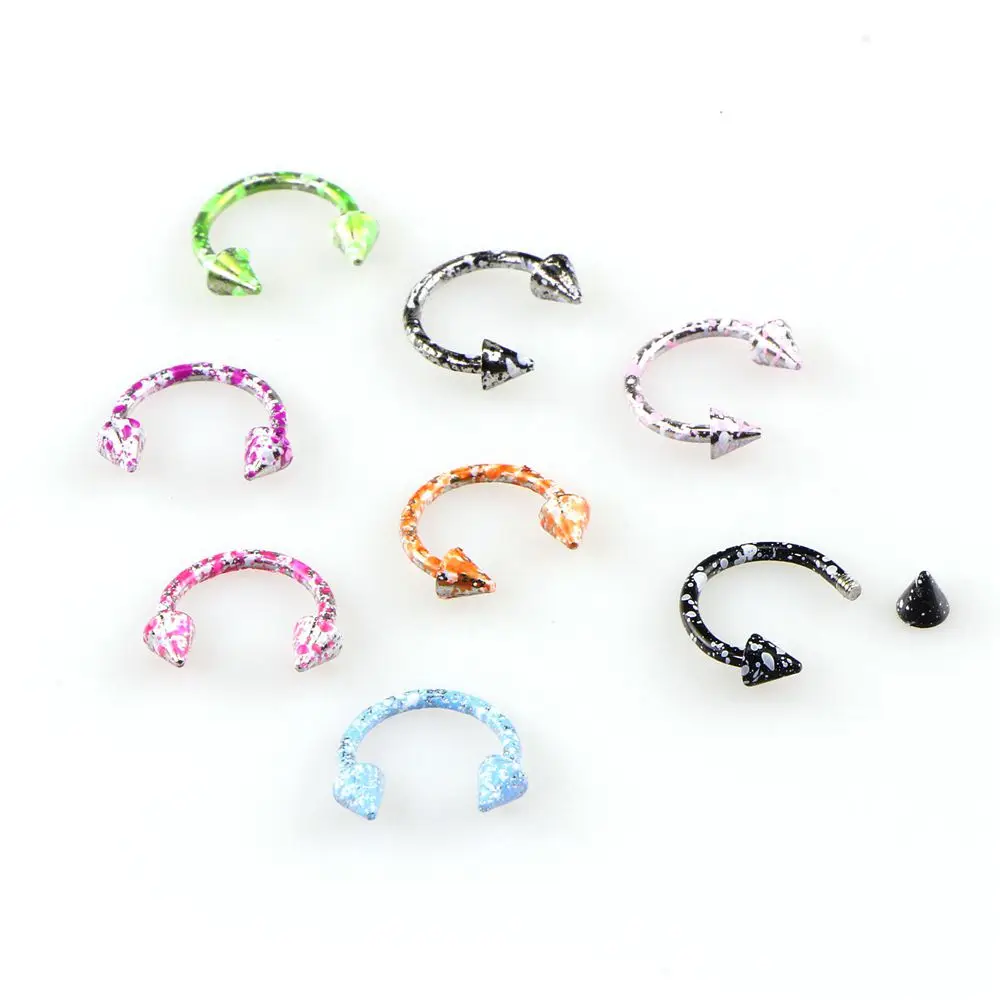 

20pcs/pack Cone Head Horseshoe Piercing Nose Septum Ring Lip Nipple Eyebrow Rings Lobe Hoops Cartilage Earrings for Womens Mens