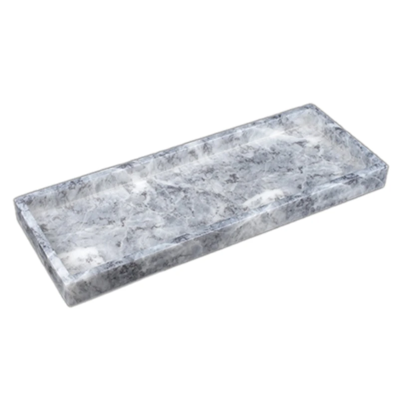 

JEYL Marble Pattern Storage Tray Resin Jewelry Display Plate Creative Dessert Snack Cake Plate Restaurant Serving Tray