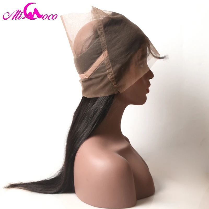  Ali Coco Brazilian Straight Hair 360 Lace Frontal Closure With Bundles Human Hair 3 Bundles With Cl