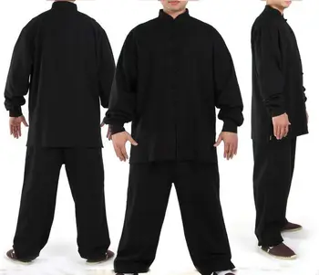 

Unisex black linen&cotton Autumn&Winter&Spring kung fu suits meditation lay clothing wing chun martial arts tai chi uniforms