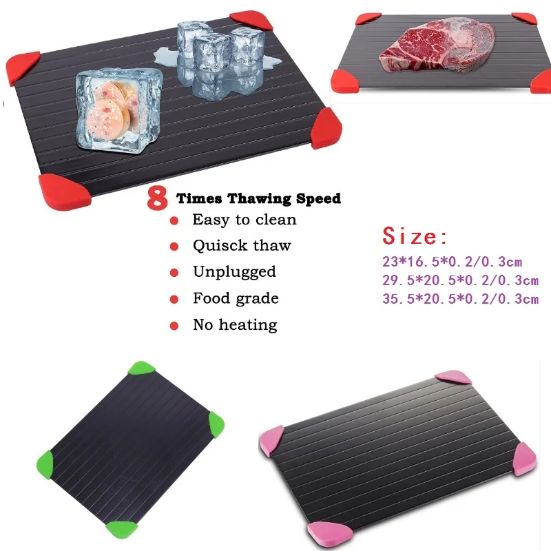 Frozen Safe Aluminum Thawing Plate Silicon protection Fast Defrosting Tray Thaw Defrost Meat Frozen Food Dropshipping