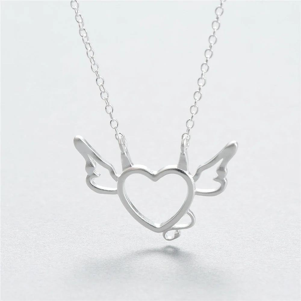 cute Little devil women 100% 925 Sterling silver nacklace Jewellery Clavicle chain pendant charms girl gift