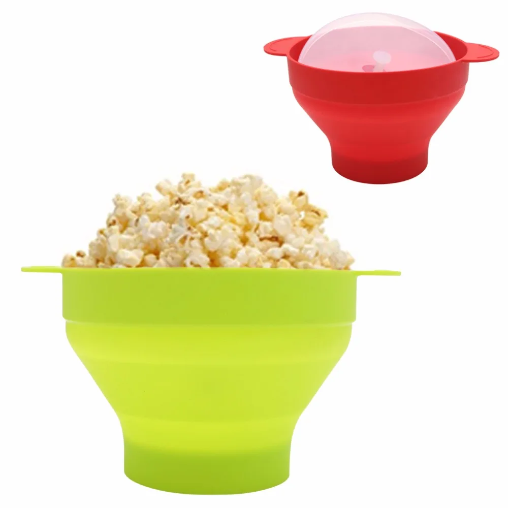 Microwave Popcorn Popper Collapsible Silicone Bowl BPA Free With Lid