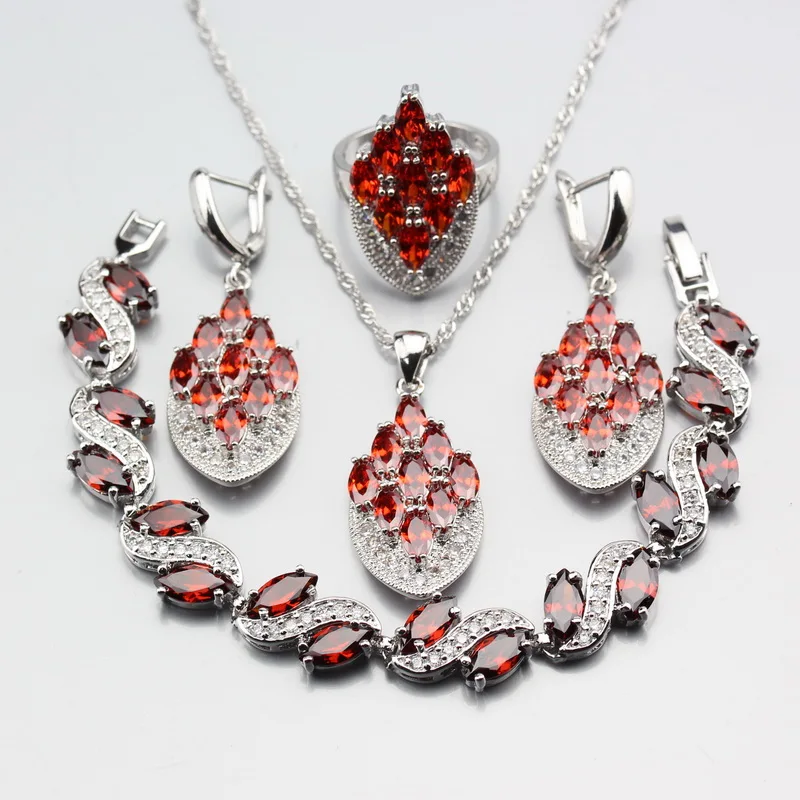 Best Selling 4PCS Earrings Ring Pendant Necklace Bracelet