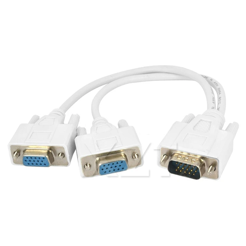 

High Quality 1 Male VGA to 2 Female VGA Splitter Cable 2 Way VGA SVGA Monitor Dual Video Graphic LCD Y Splitter Cable