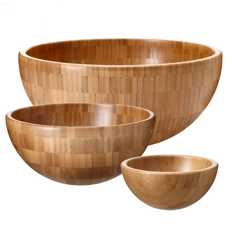 Buy Big size salad bowl Bamboo fruit tray desktop