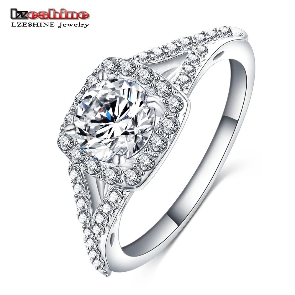 LZESHINE Brand Wedding Rings for Women Jewelry Round Cut