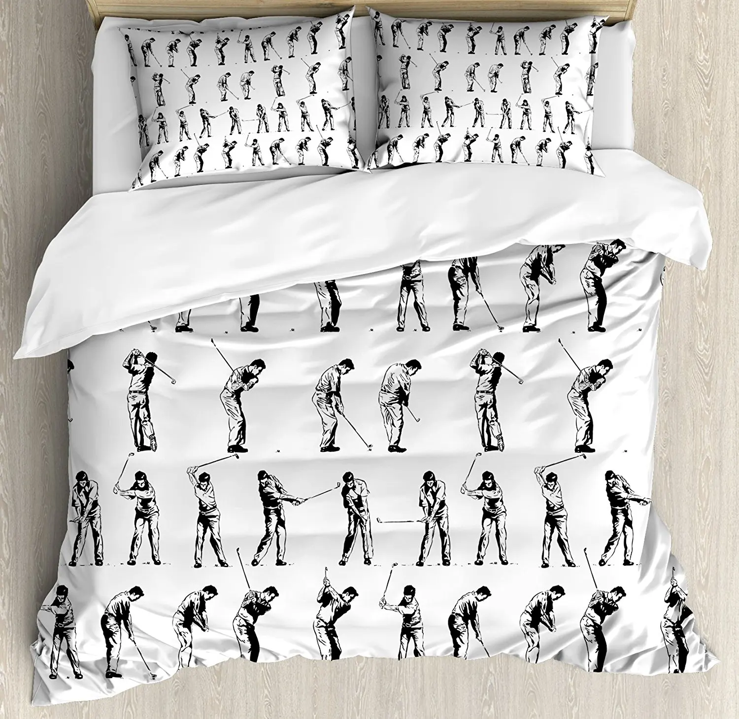 Golf Duvet Cover Set Swing Shown In Four Stages Sports Golf Duvet Cover Set Swing Shown In Four Stages Sports Hobby Themed Sketch Art Storyboard Print 4 Piece Bedding Sets From Home
