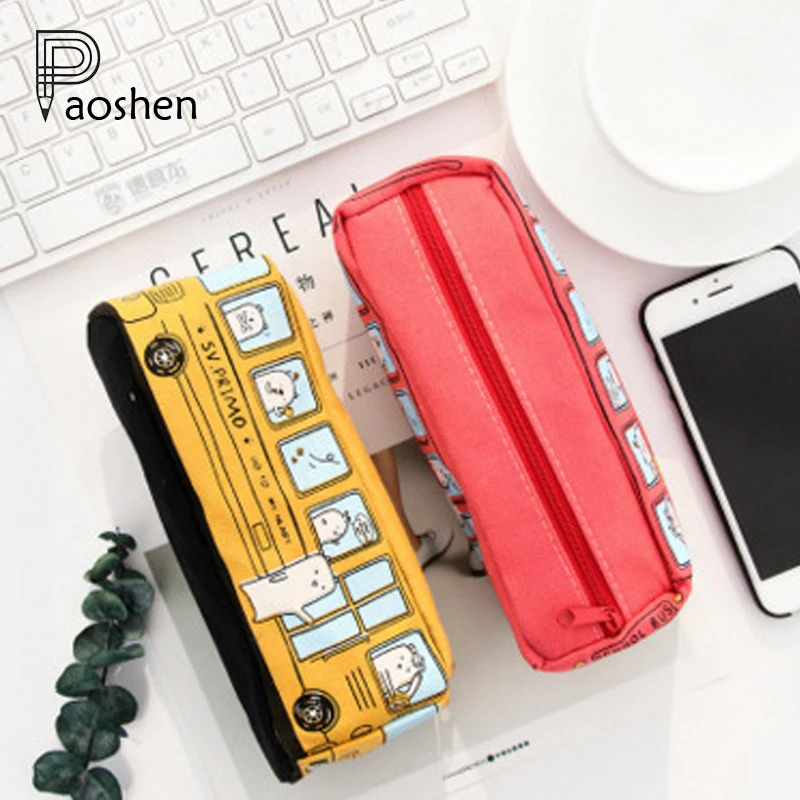

Funny Bus Car Pen Bag Creative Car Pencil Case Student Stationery Large Cartoon Pencil Box Men and Women Canvas Pencil Bag