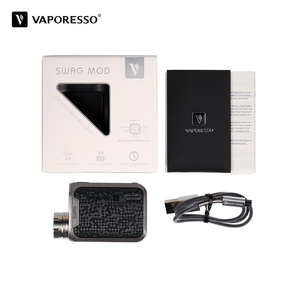 Оригинальный Vaporesso Swag TC Box Mod или 2 Vape No18650 обновляемый чипсет Omni 0 VT VW режимы для NRG SE