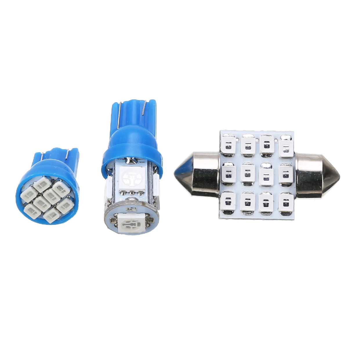 11Pcs/set Blue LED T10+31mm Car Led Light Bulb Kit Auto Festoon Interior Dome Map Tag Light License Plate Lamp