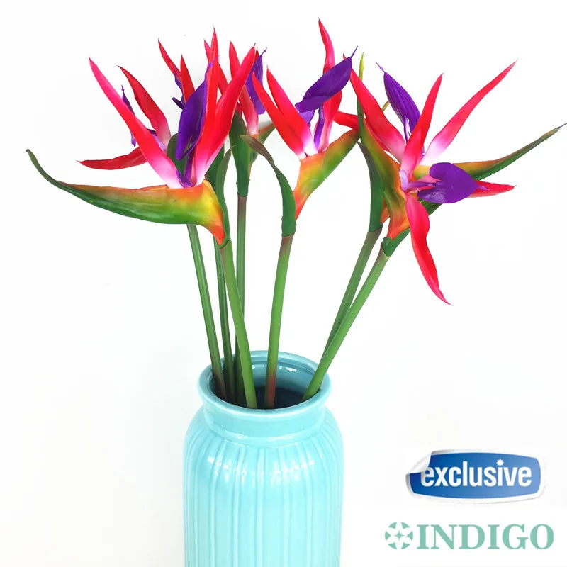 INDIGO New 5pcs Bird Of Paradise Orchids Bouquet Real Touch Wedding Flower Artificial Flower