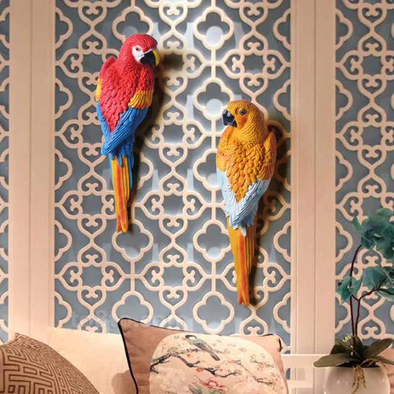 

Creative wall wall mural pendant stereo parrot European Home Furnishing jewelry living room wall decoration