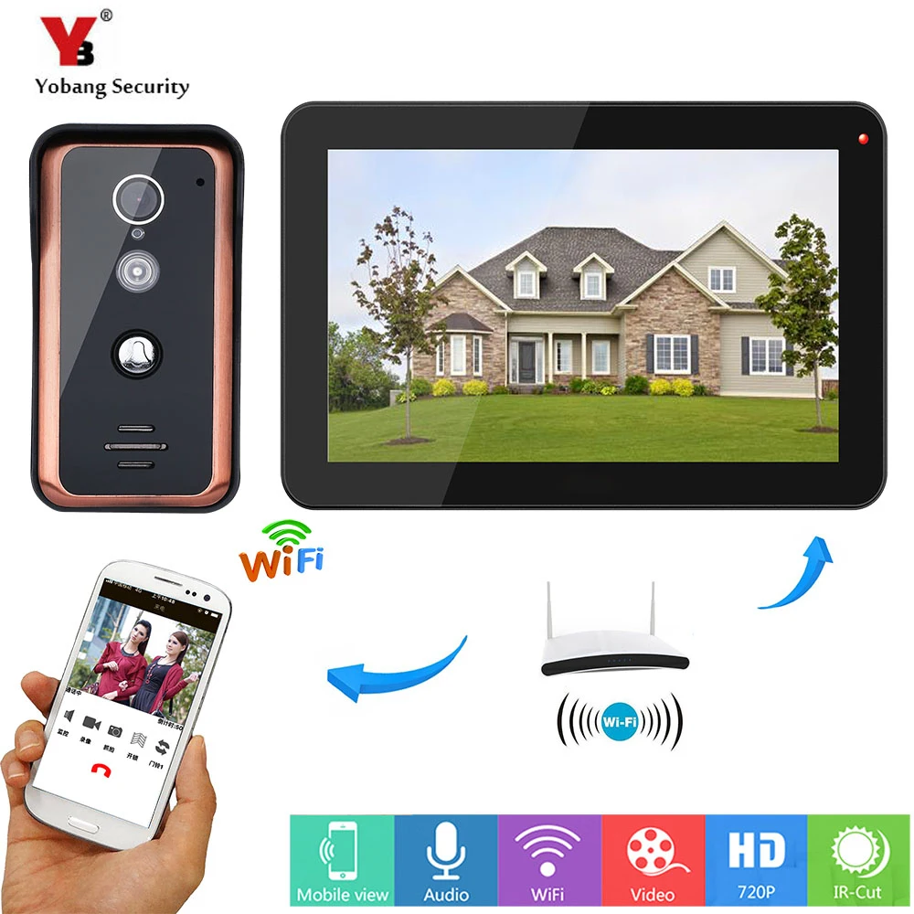 Billige YobangSecurity APP Fernbedienung Video Intercom 9 zoll Monitor Wifi Wireless Video Tür Telefon Türklingel Kamera Intercom System