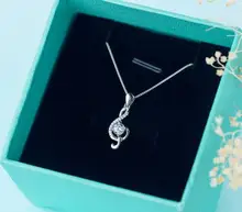 Real. Plata esterlina Blanco Claro CZ Cristales Clef agudo y musical Música notas colgantes collar de la joyería Con Encanto Nueva GTLX778