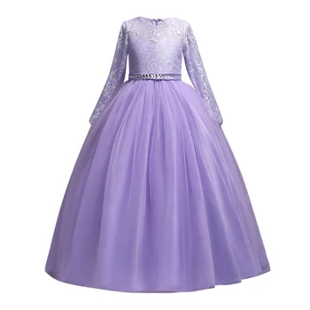 

Autumn Kids Dress for Girls Wedding Tulle Lace Long Girl Dress Elegant Princess Party Pageant Formal Gown for Children