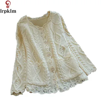 

Women's Cardigan 2017 New Twist Knit Round Collar Single Breasted Long Sleeve Autumn Spring Sweaters Outwear Coat LZ219