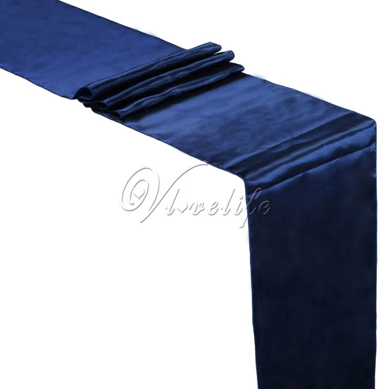 Атласная настольная дорожка 30 см x 275 см для свадебной вечеринки событие банкет украшение домашнего Стола Поставка покрытие стола аксессуары для скатерти - Цвет: Navy Blue