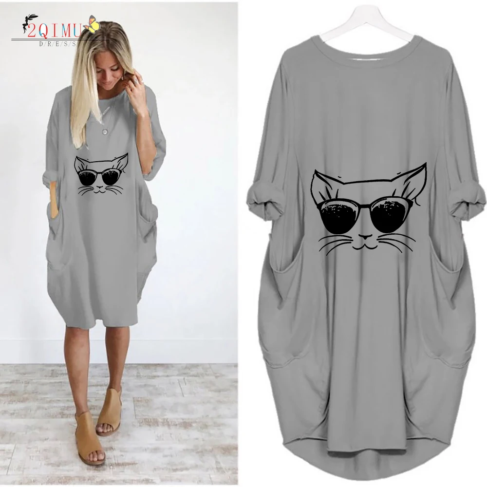 

Fashion Summer Women's Leopard Head Print Dress Plug Size Knee-Length Dress O-neck Casual Loose Female Dress Vestidos