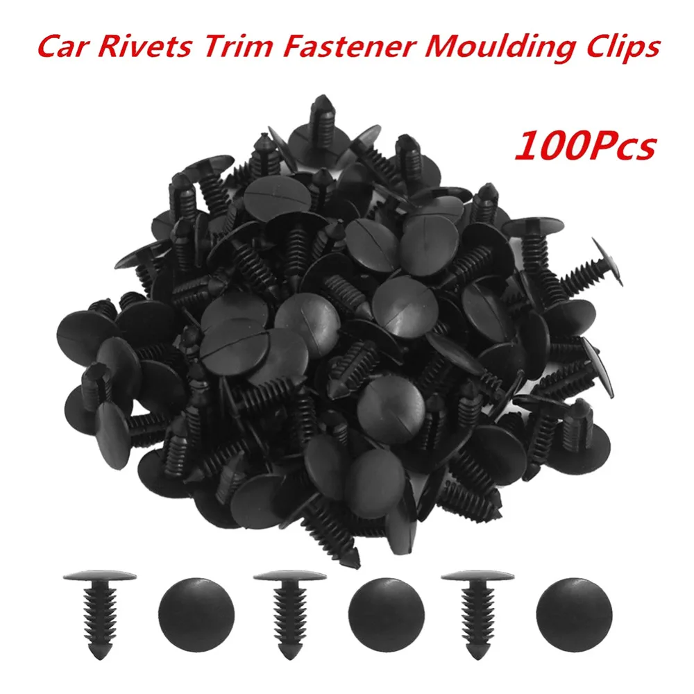 

Black Auto Car Panel Trim Clips Rivet 10/50/100pcs 8mm Car Plastic Rivet Bumper Fender Retainer Fastener Push Clips Pin